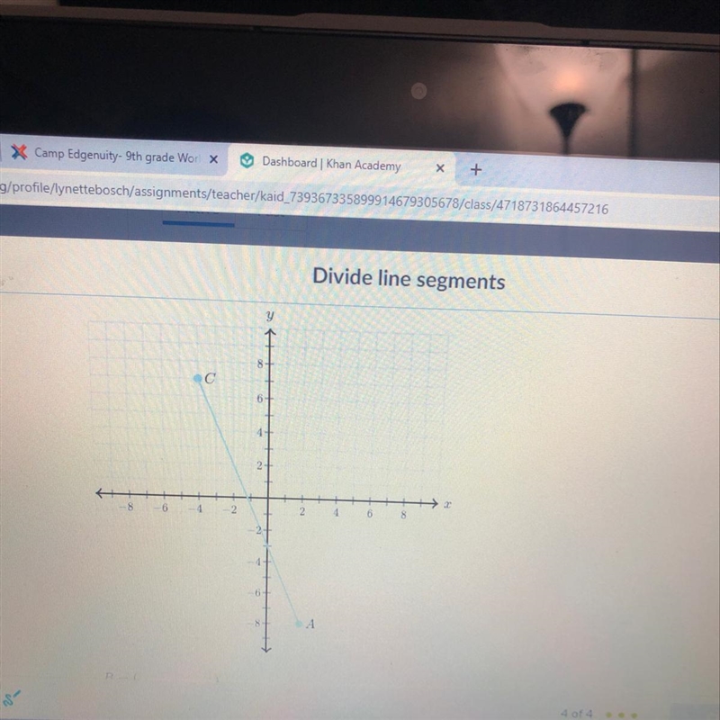 Find the point B on AC such that the ratio of AB to BC is 2:1.-example-1