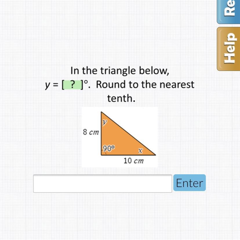 In the triangle below y= .round to the nearest-example-1