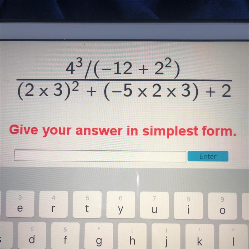 43/(-12 + 22 ( (2 x 3)2 + (-5 x 2 x 3) + 2 Give your answer in simplest form.-example-1