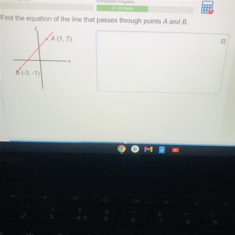 Find the equation that passes through points A and B-example-1