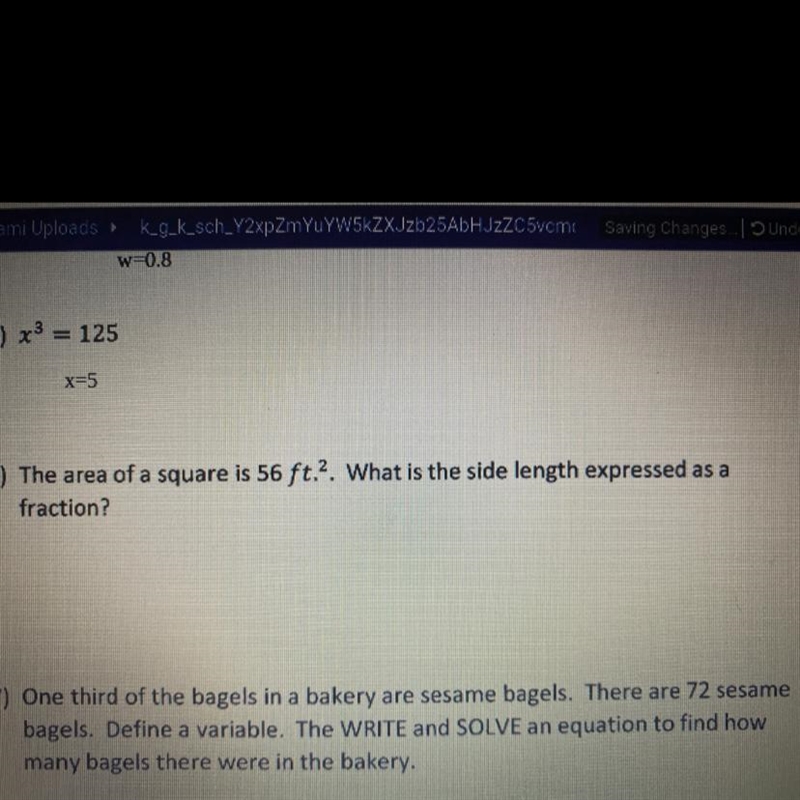 The area of a square is 56 ft.2. What is the side length expressed as a fraction?-example-1