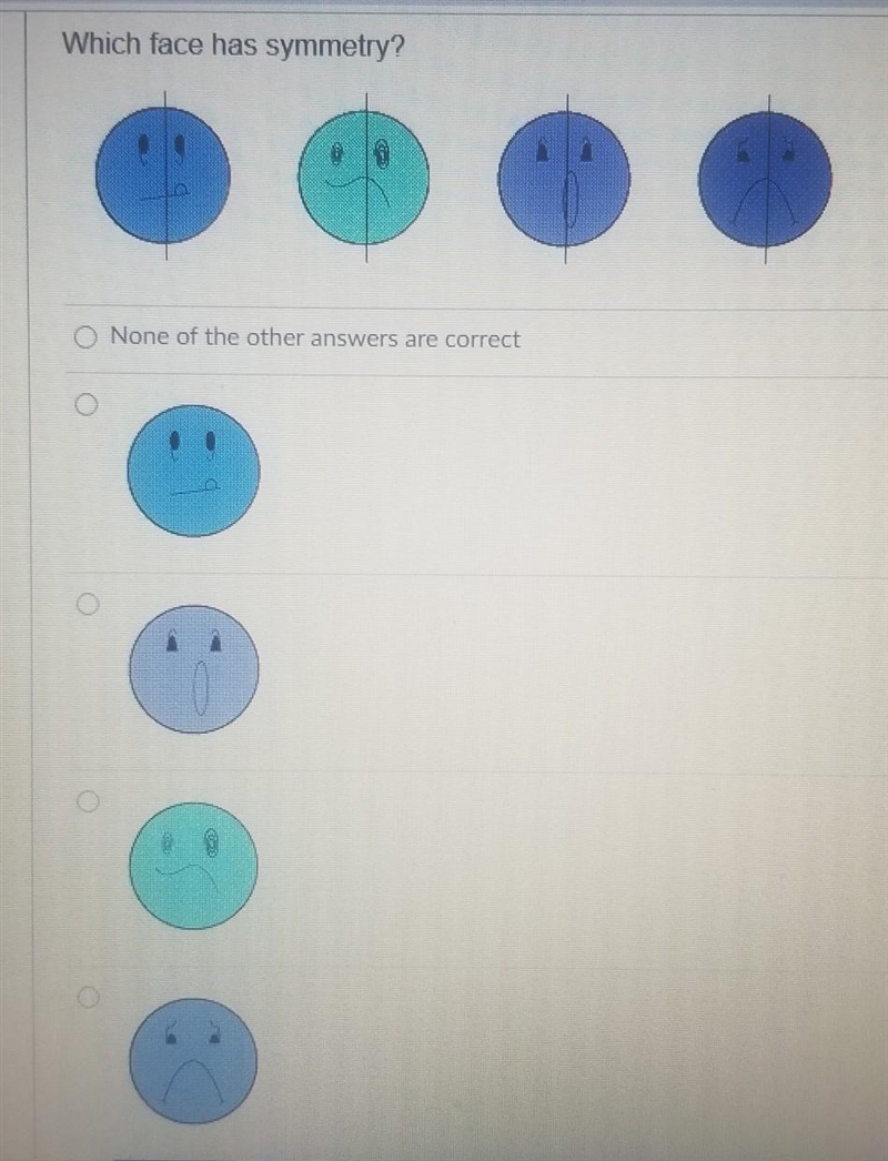 Which face has symmetry?​-example-1