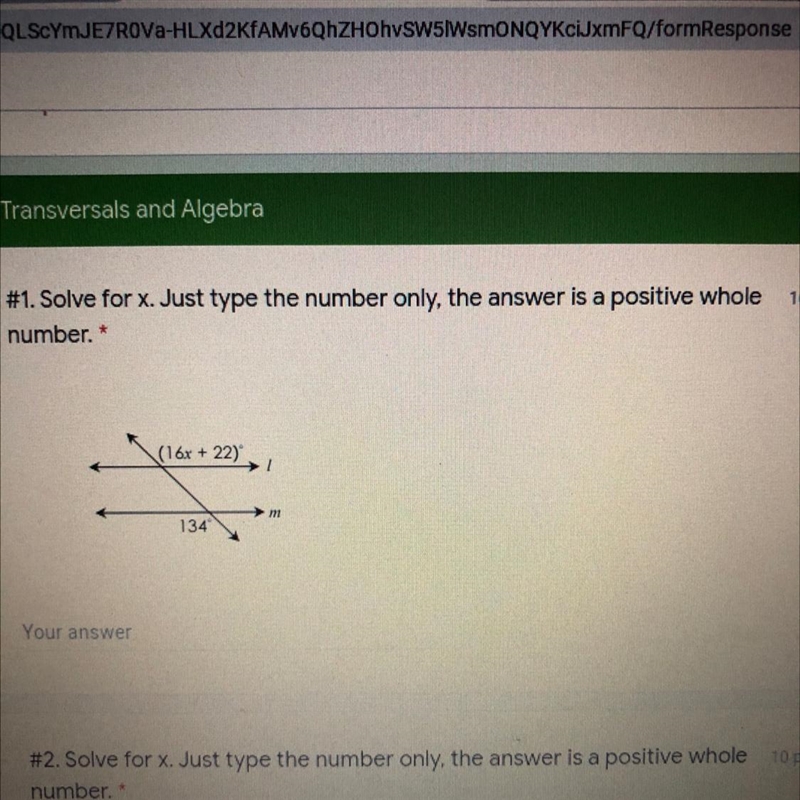 Solve for X.Just type the number only, the answer is a positive whole number-example-1