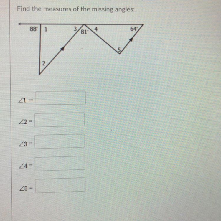 Find the measures of the missing angles-example-1