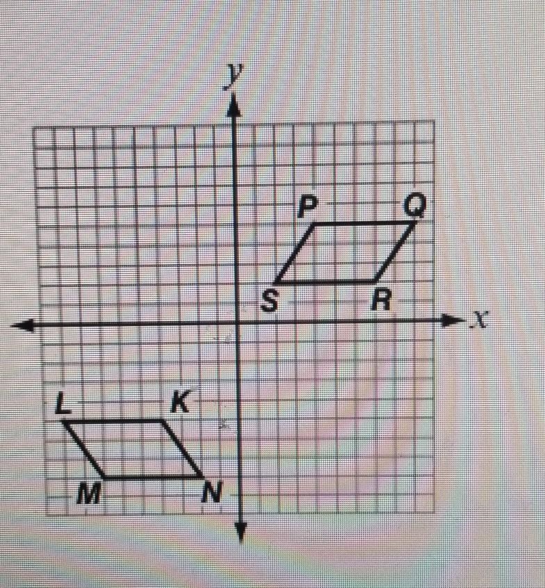 Which set of transformations is needed to help determine whether parallelogram KLMN-example-1