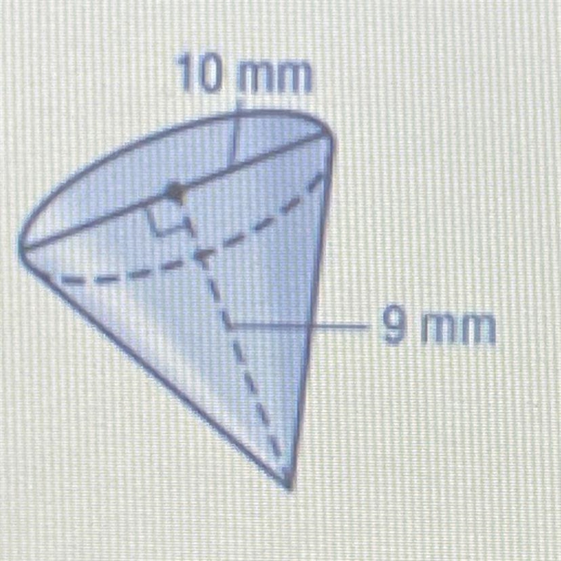 Find The volume of each cone. round to the nearest tenth.-example-1