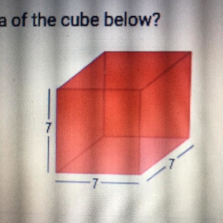 What is the surface area of the cube below? A. 147 units2 B. 508 units2 C. 254 units-example-1