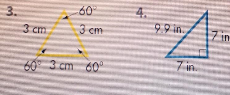 In 3 and 4, Classify each triangle by its sides and then by its angles-example-1