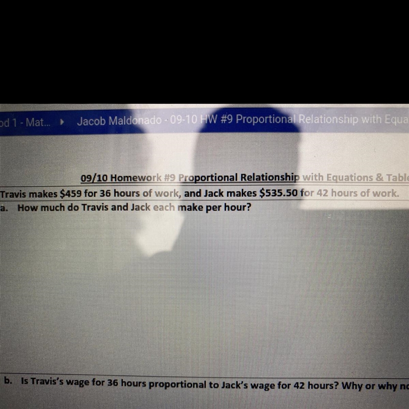 1. Travis makes $459 for 36 hours of work, and Jack makes $535.50 for 42 hours of-example-1