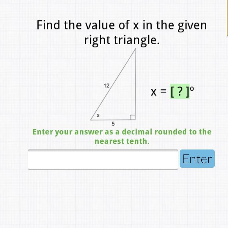 Find the value of x in the given right triangle-example-1