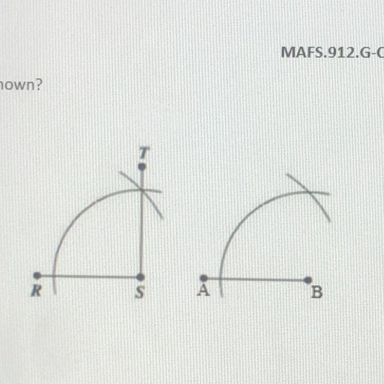 What is the result of the construction shown? A. Angle bisector B. Copying an angle-example-1