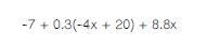 Simplify the expression by distributing and combining like terms.-example-1