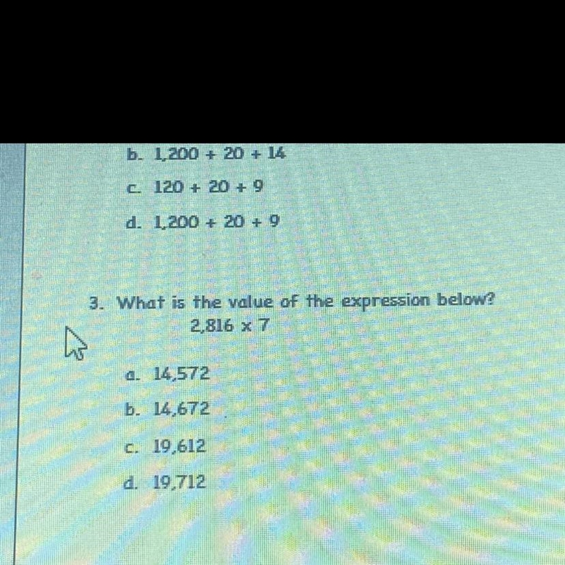 What is the value of the expression below 2,816 x 7-example-1