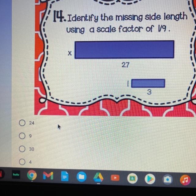 Identify the missing side length using a scale factor of 1/9-example-1