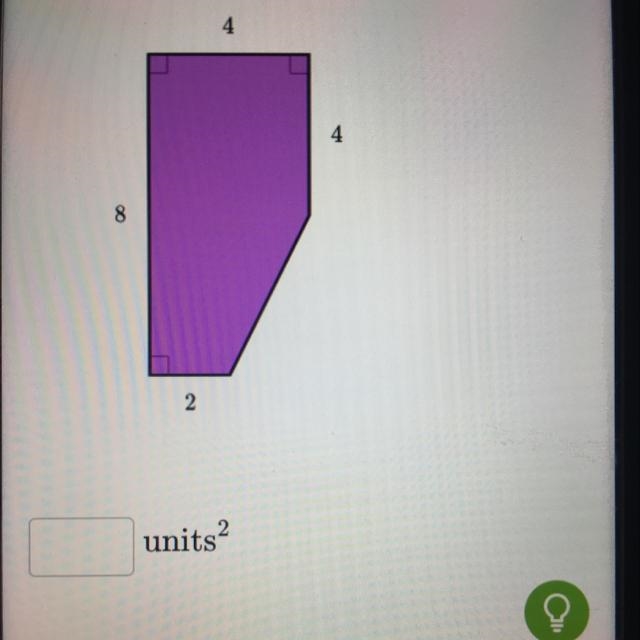 Find the area of the shape shown below.-example-1