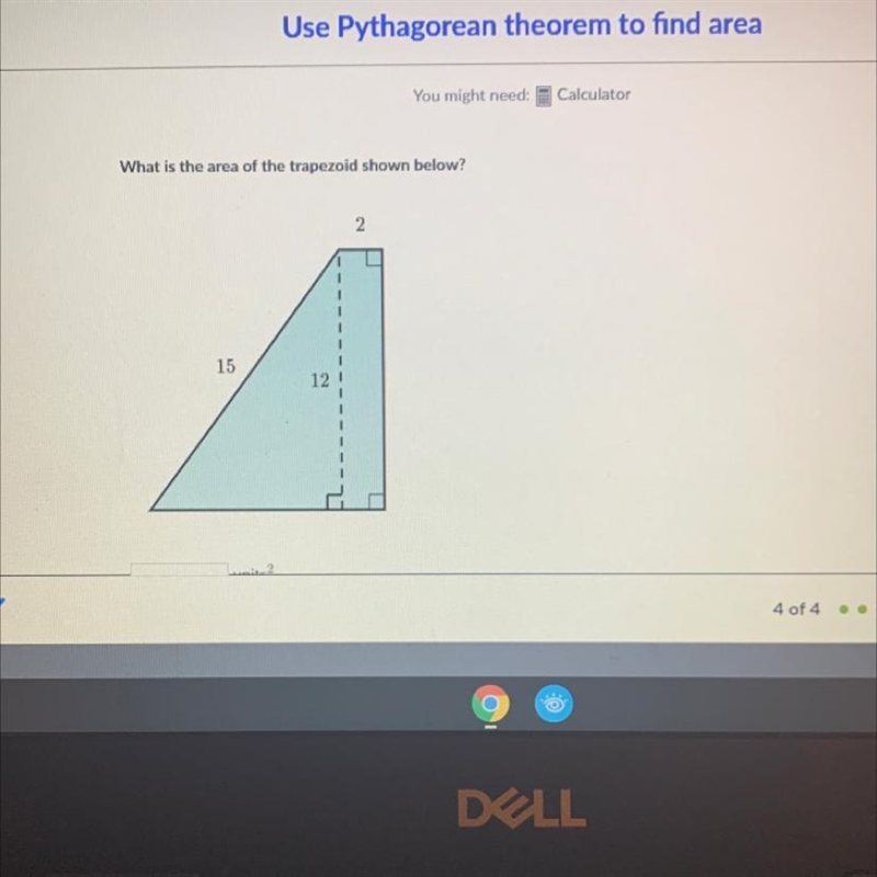 What is the area of the trapezoid shown below-example-1