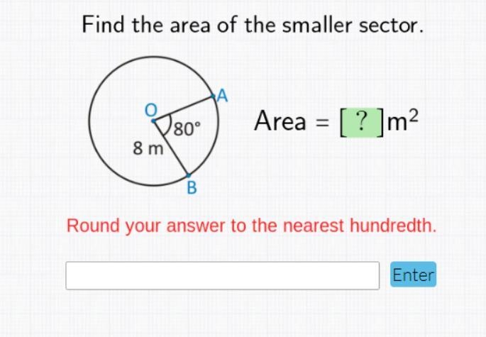 Find the area of the smaller sector. please help last question.-example-1