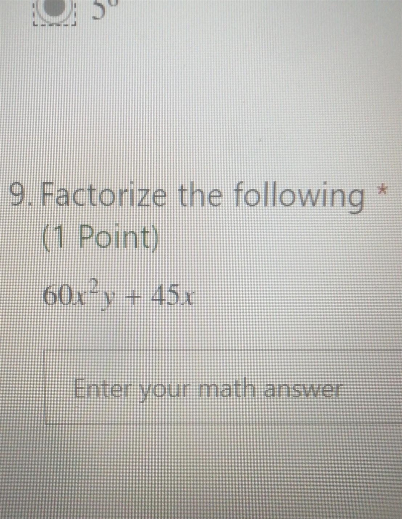 Factorize the following 60x²y + 45x Plz I need help​-example-1