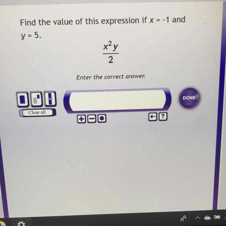 Find the value of this expression if x = -1 and y = 5-example-1