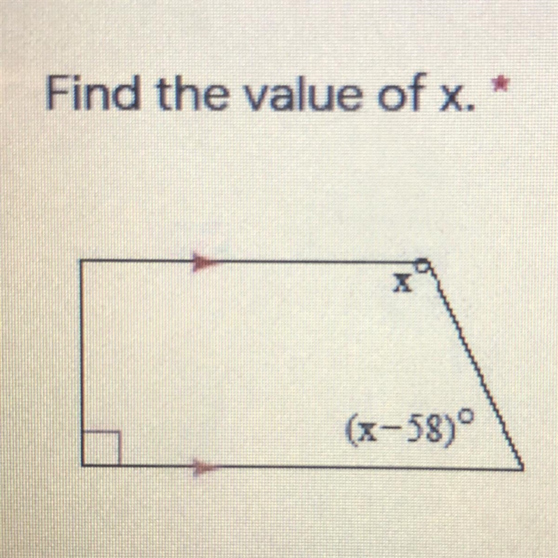 Find the value of x. X (x-58)-example-1