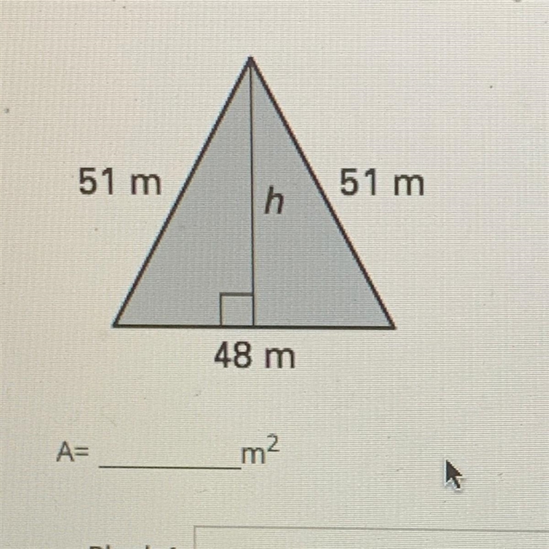 Find the area of the isosceles triangle. please help thanks-example-1