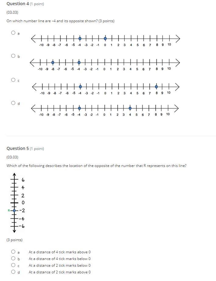 1.On which number line are –4 and its opposite shown?2.Which of the following describes-example-1