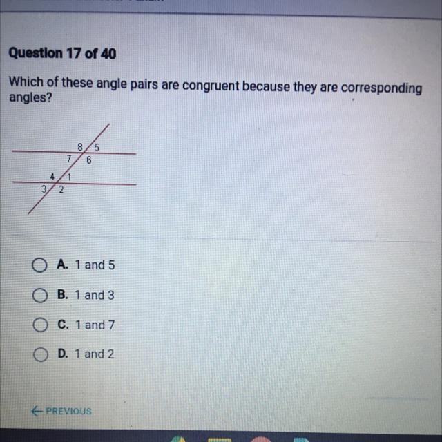 Which of these angle pairs are congruent because they are corresponding angles?-example-1