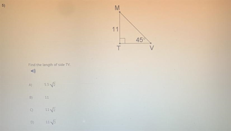 Find the length of side TV.-example-1