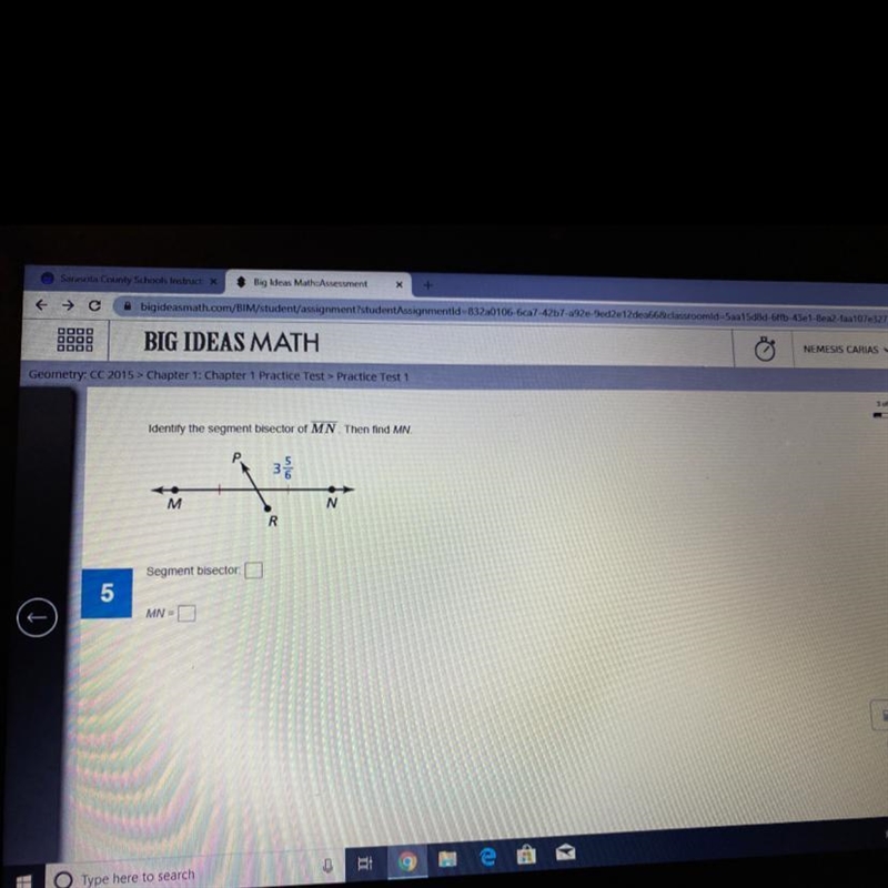 Identify the segment bisector of MN Then find MN. ????????? Helppp pleaseee-example-1