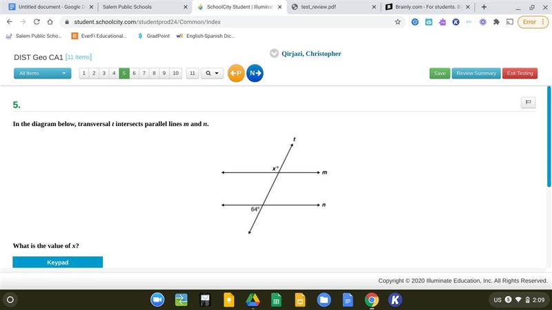 Whats the value of x-example-1