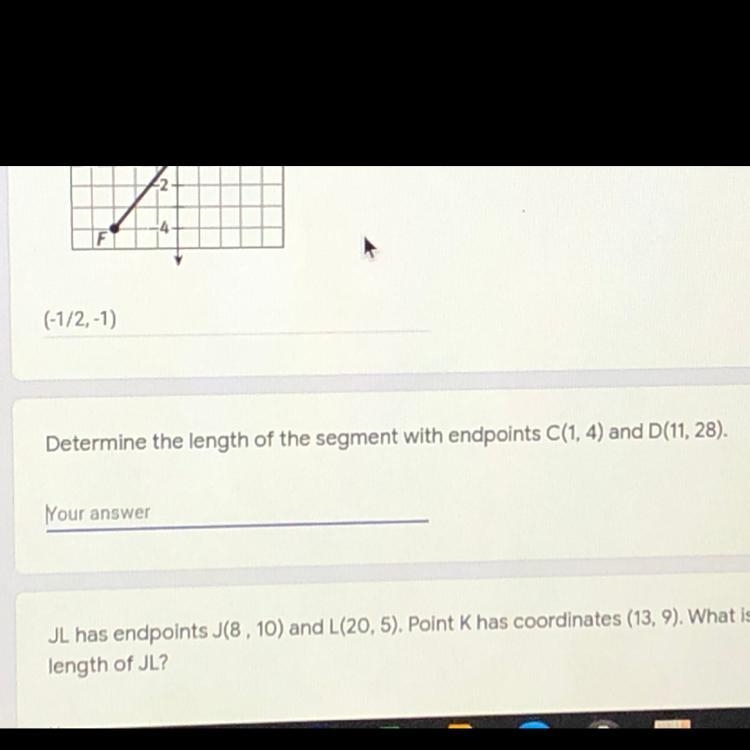 Determine the length of the segment with endpoints C(1, 4) and D(11, 28).-example-1