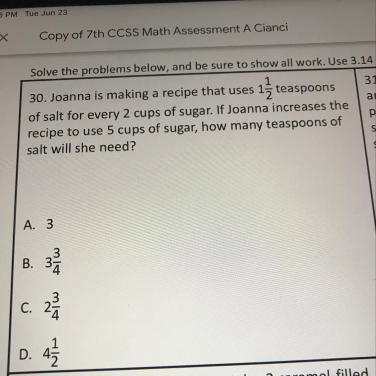 Joanna is making a recipe that uses 1 1/2 teaspoon of salt for every 2 cups of sugar-example-1