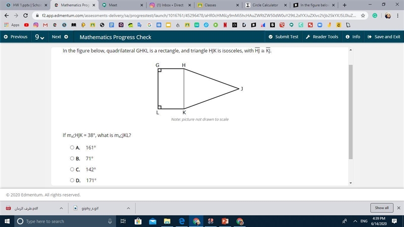 HELPPPPPPPPPPP ASAP!!! In the figure below, quadrilateral GHKL is a rectangle, and-example-1