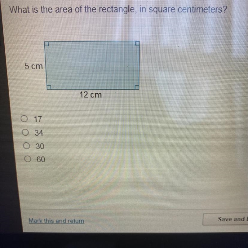 What is the area of the rectangle, in square centimeters. I AM TIMED-example-1