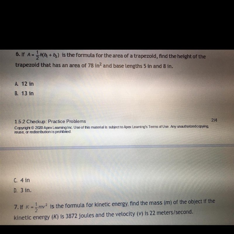 NO ONE EVER HELPS ME , PLEASE HELP ME I NEED HELP! If A=1/2 h (b1 +b2) is the formula-example-1