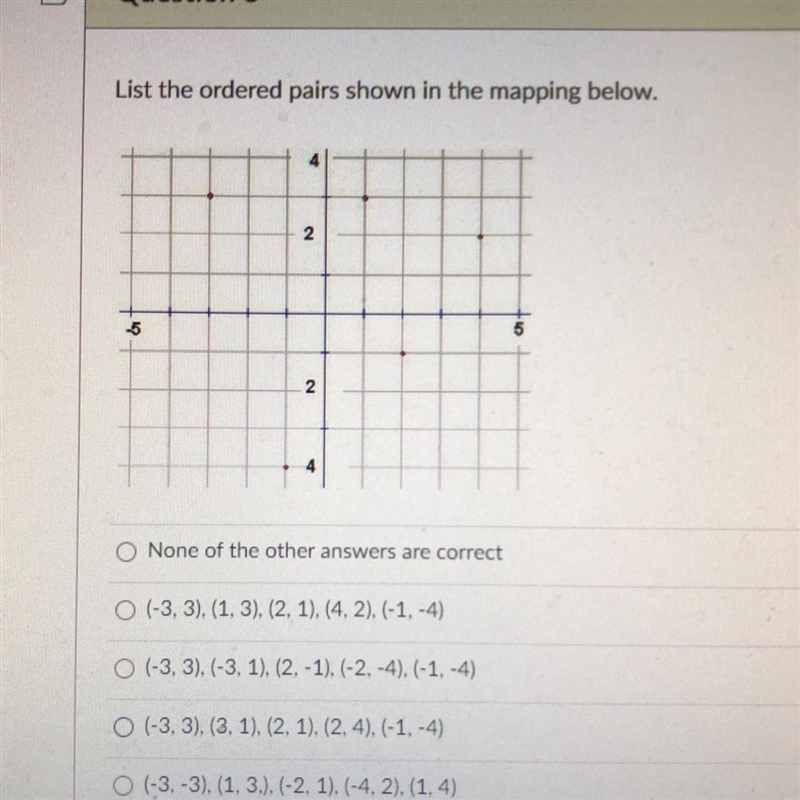 List the ordered pairs shown in the mapping below.-example-1