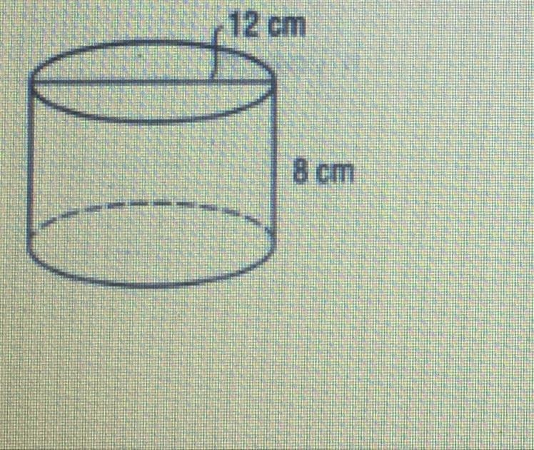 Calculate the surface area and the volume of the cylinder. Pls!! Show how you got-example-1