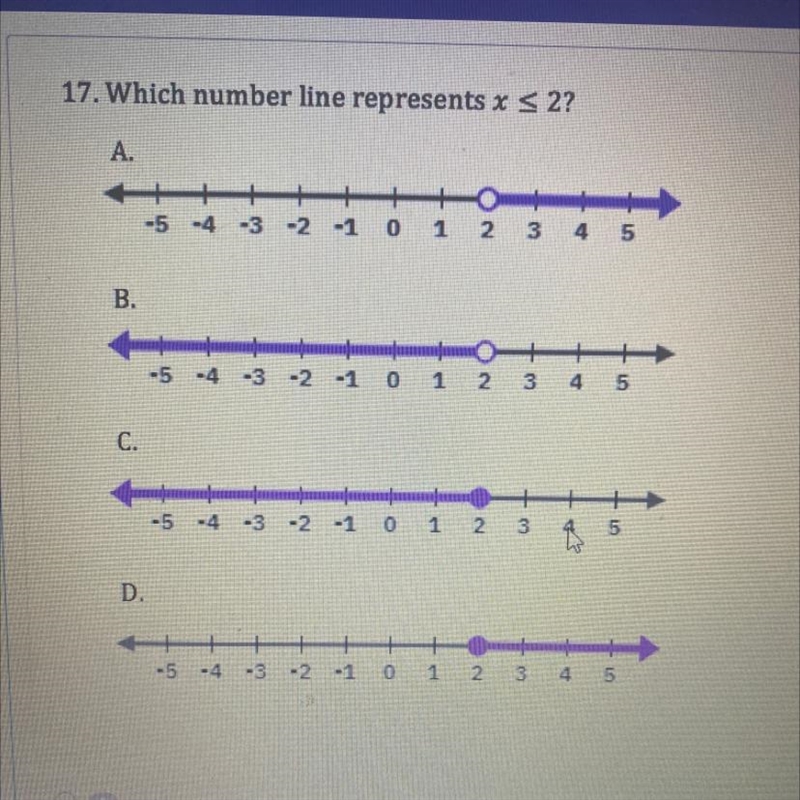 Which number line represents x<2 --example-1