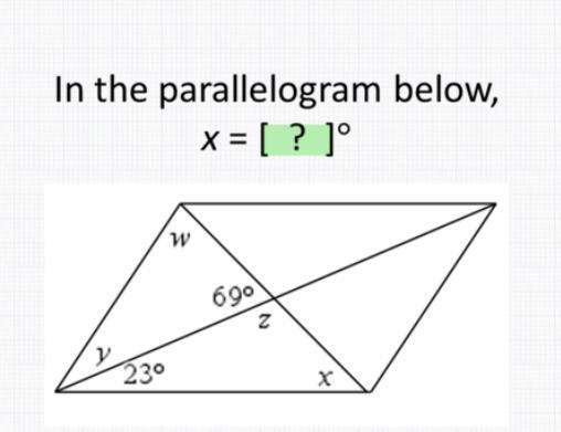 In the parallelogram below, X = ?-example-1