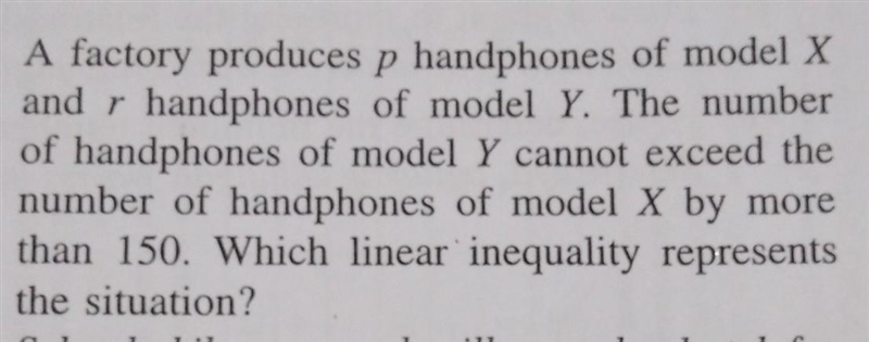 A. p - r \geqslant 150 B p - r < 150 C r - p < 150 D r - p \leqslant 150 ​-example-1