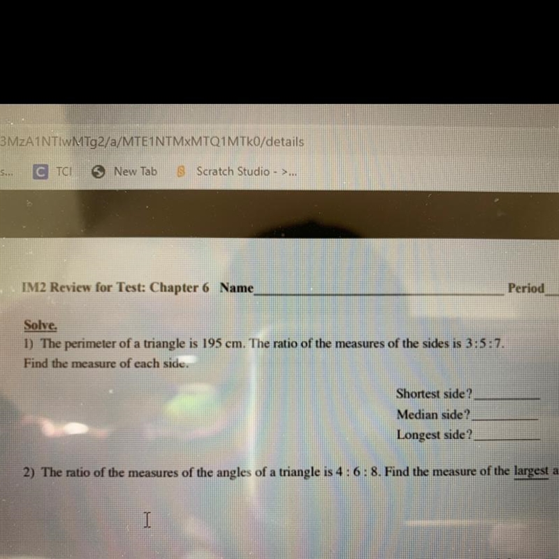 Solve #1 pls, I need to find the shortest side, median side, and longest side-example-1