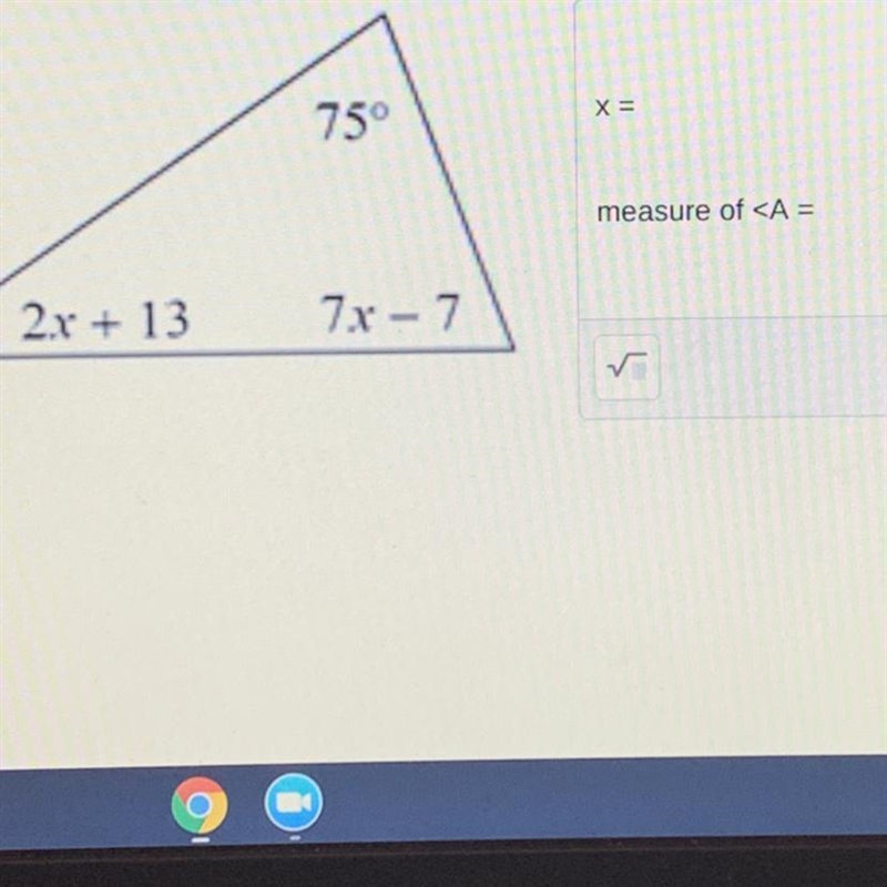 Solve for x and find the measure of-example-1