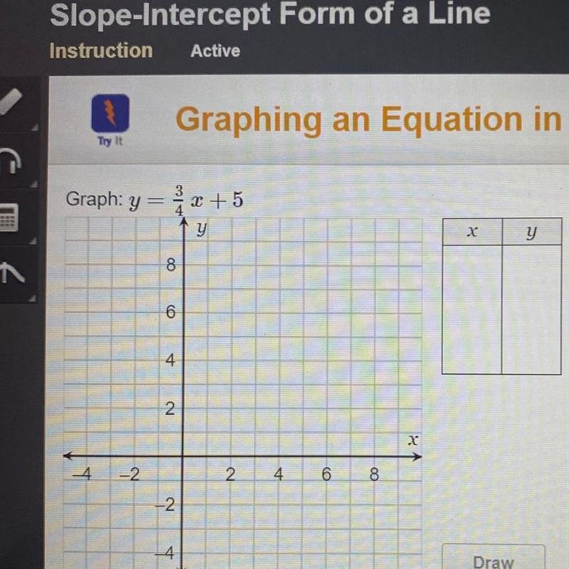 Graph: y= 3/4 x + 5 ........-example-1