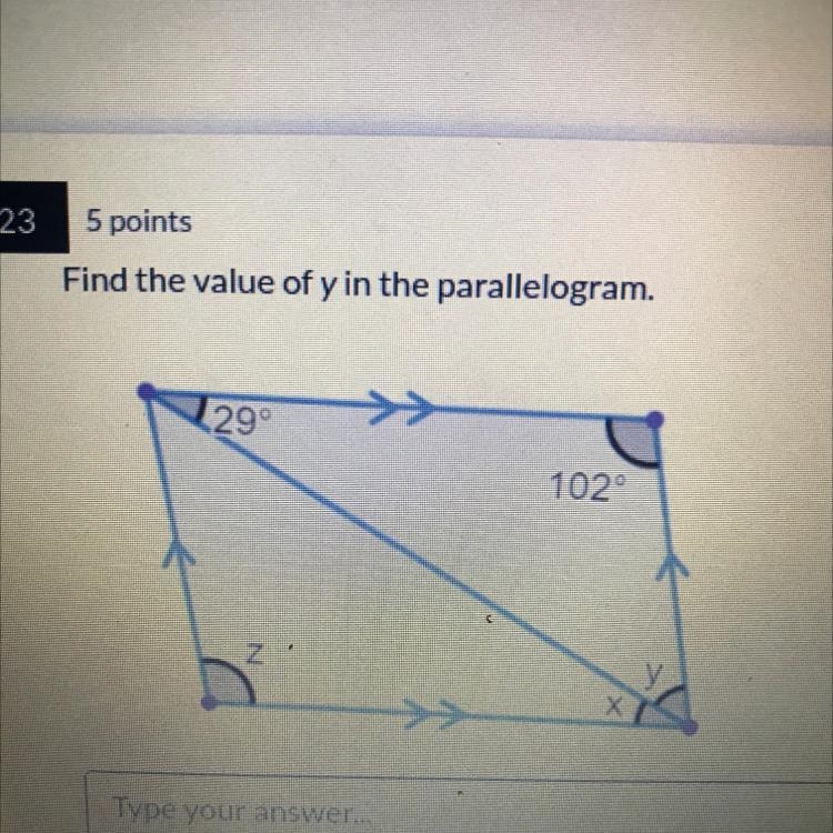 Find the value of y in the parallelogram.-example-1