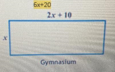 Write an algebraic expressing for the area of the gymnasium-example-1