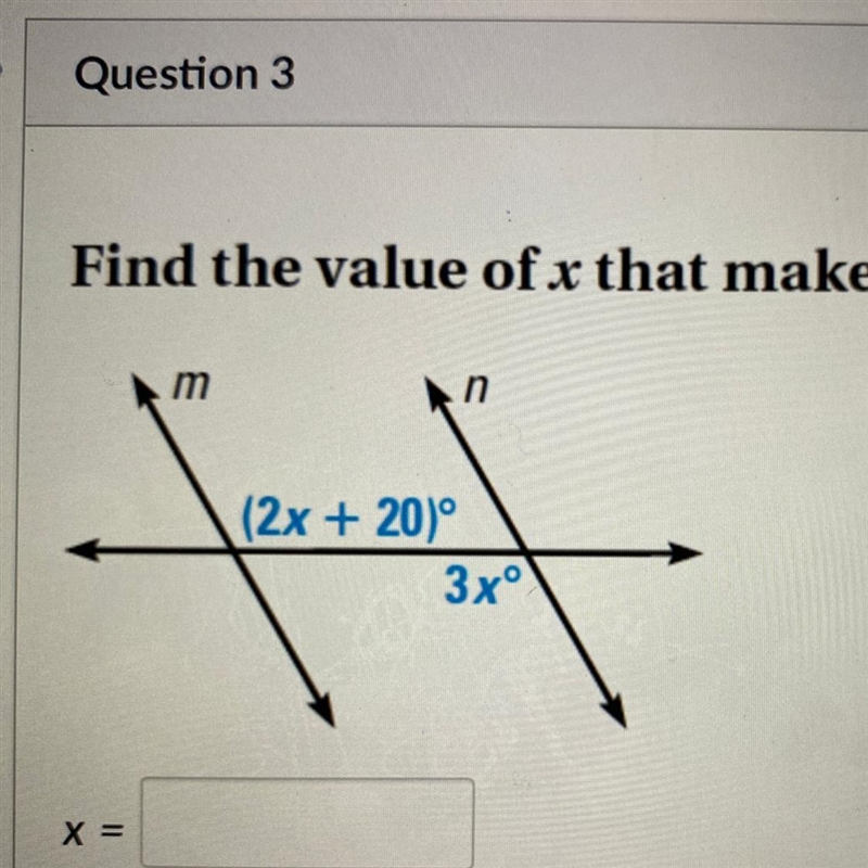 Find the value of x that makes m || n.-example-1