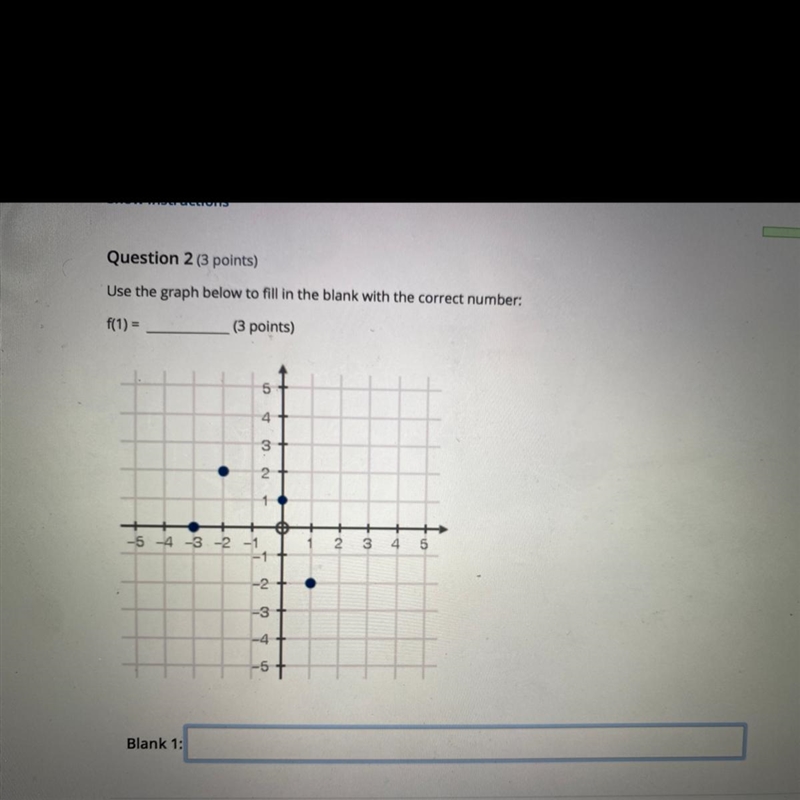 Question 2 (3 points) Use the graph below to fill in the blank with the correct number-example-1