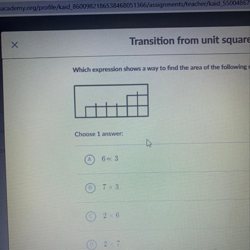 PLEASE HELP!!! Which expression shows a way to find the area of the following rectangle-example-1