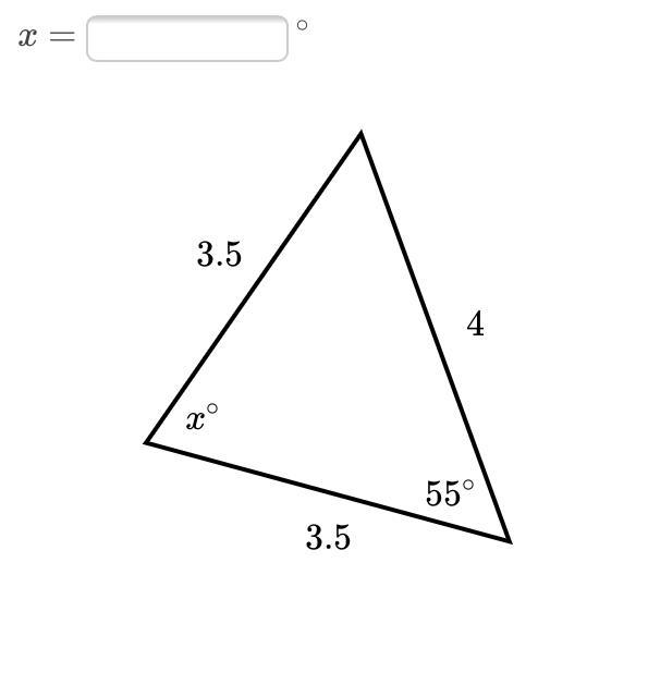 Find the value of x in the triangle shown below.-example-1