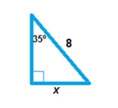 Decide which trigonometric ratio to use. Solve for x in the triangle below. Round-example-1